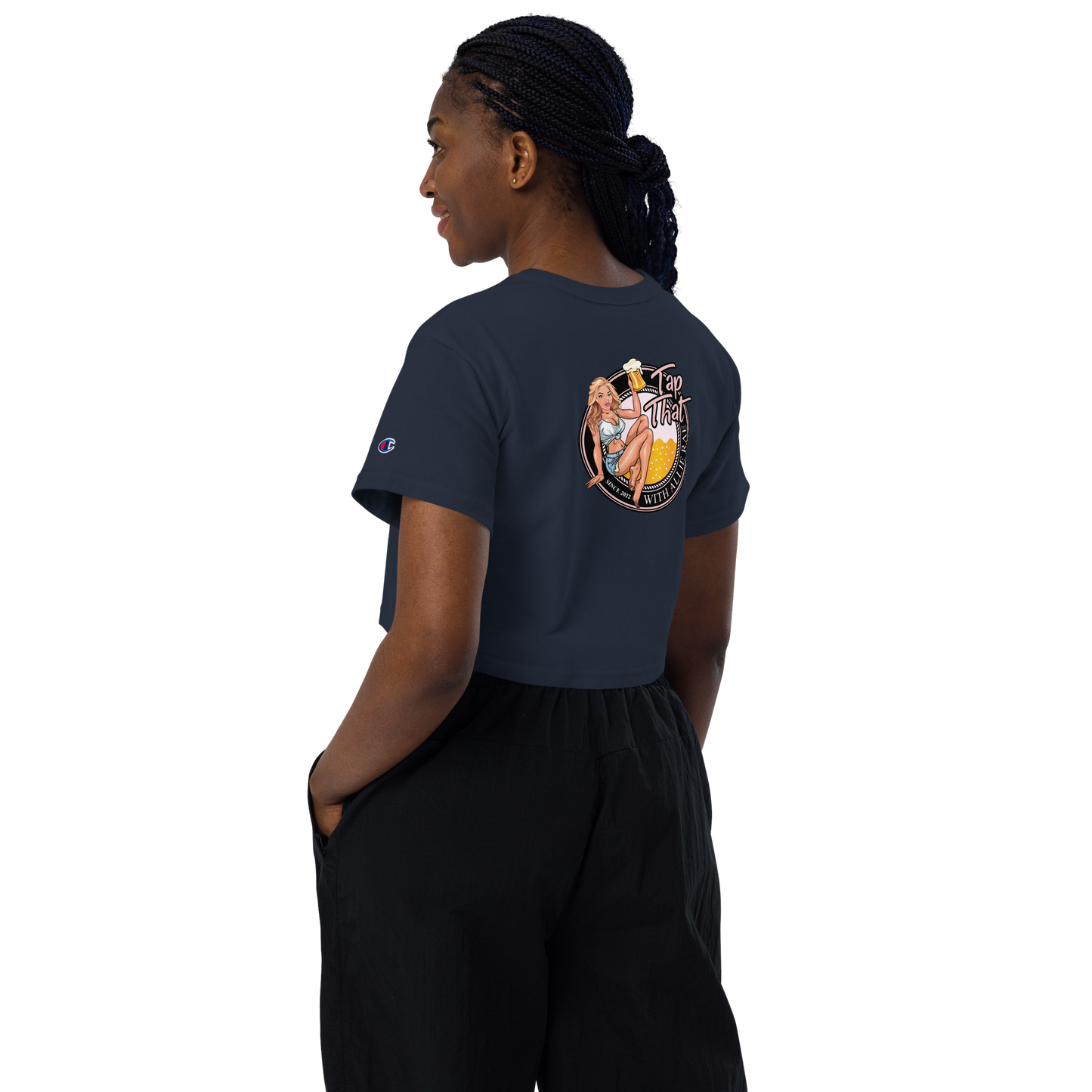 Women's Champion Loose Fit Crop Top (Logo on Back)